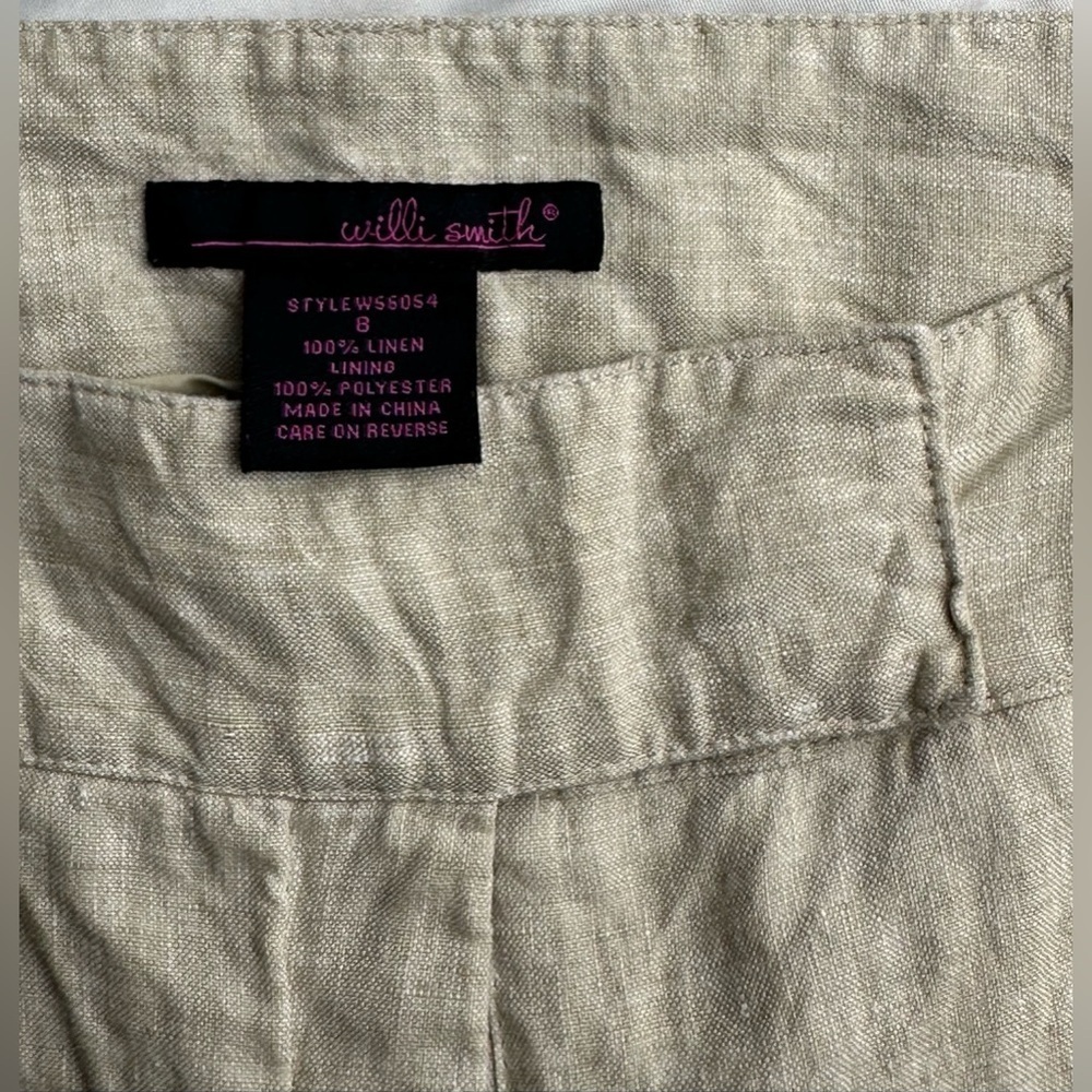 Willie Smith Linen Cuffed Capris. Embroidered on Cuffs. Womens Size 8 - Picture 4 of 6